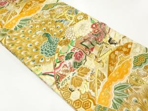 アンティーク　孔雀模様織出し丸帯（材料）